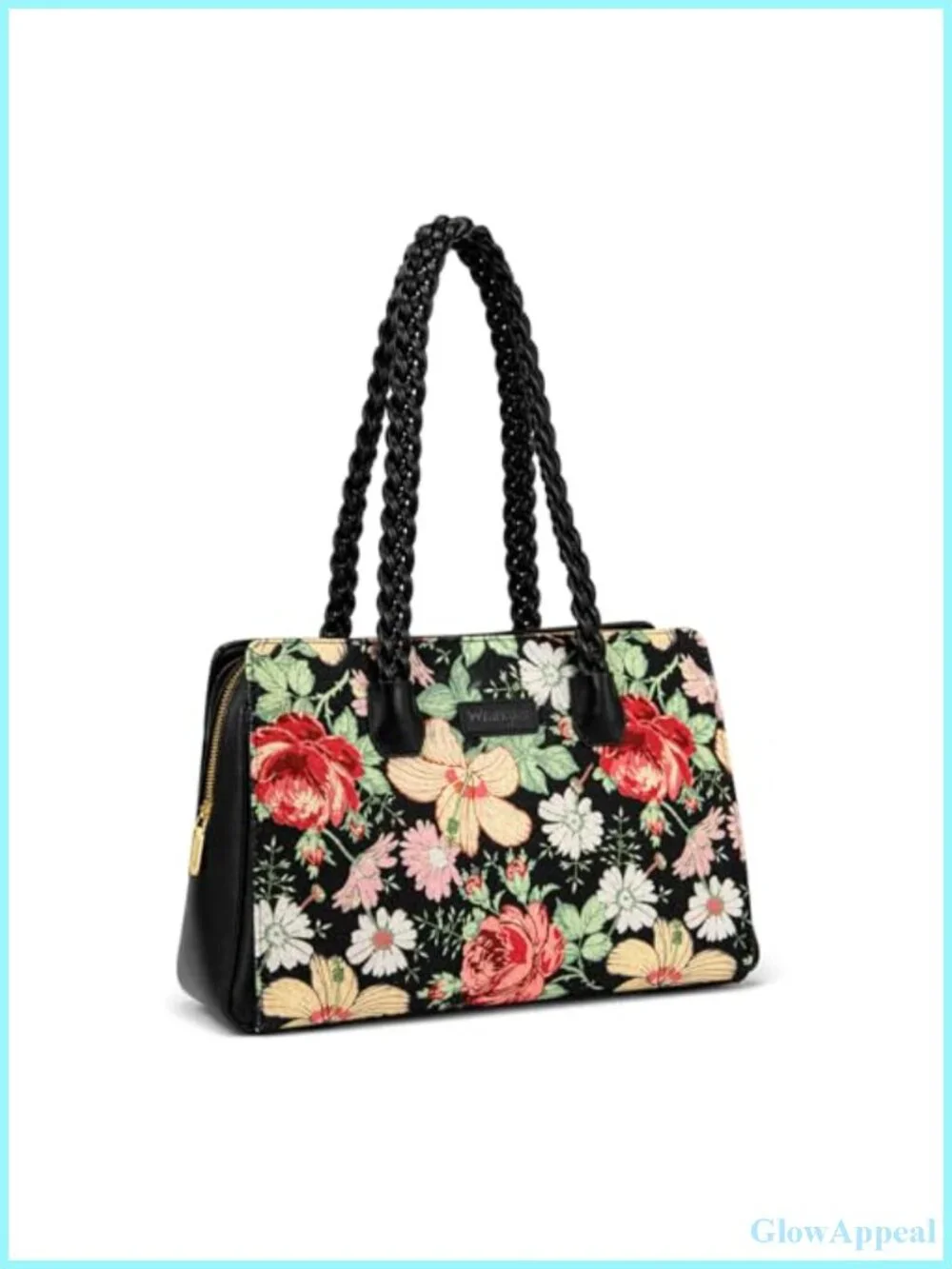Western Floral Tote Purse with Braided Straps Faux Leather Satchel Bag for Women